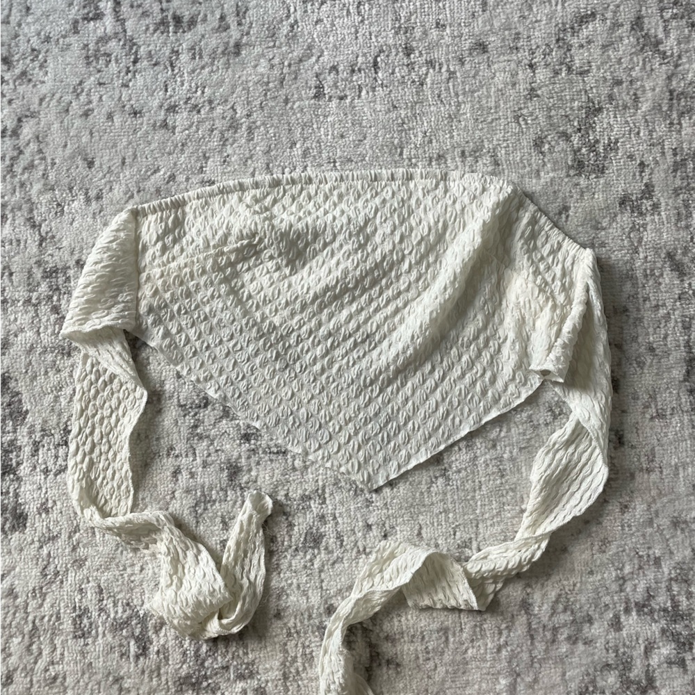 White Textured Halter Top